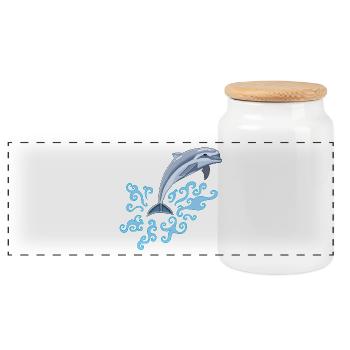 Le saut du dauphin - Boîte à biscuits avec couvercle en bois - blanc - Devant