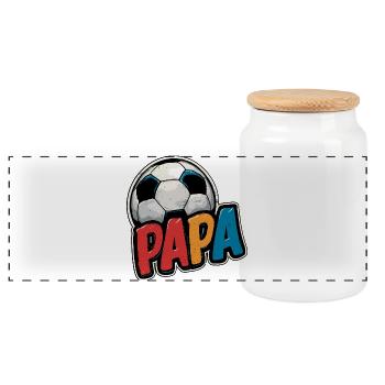 Papa Fußball Geschenk Geschenkidee - Panorama Keksdose mit Holzdeckel - Weiß - Vorne