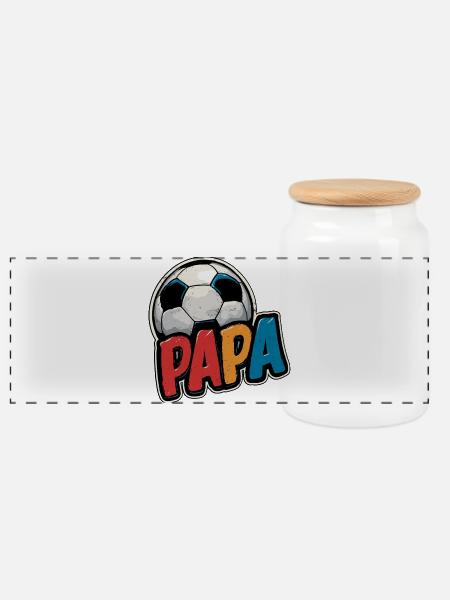 Papa Fußball Geschenk Geschenkidee - Panorama Keksdose mit Holzdeckel - Weiß