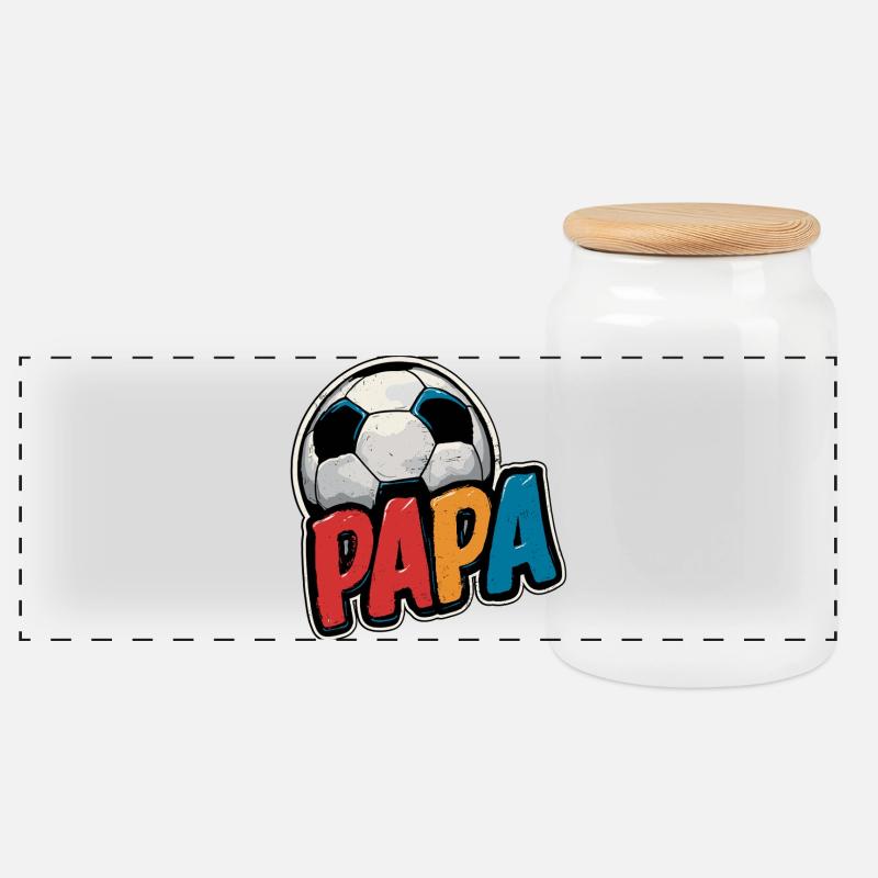 Papa Fußball Geschenk Geschenkidee - Panorama Keksdose mit Holzdeckel - Weiß