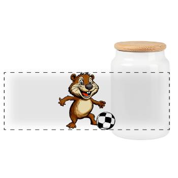 Biber Fussball - Panorama Keksdose mit Holzdeckel - Weiß - Vorne