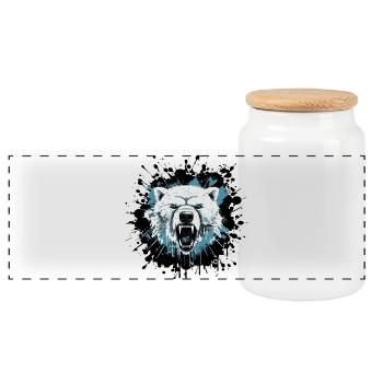Eisbär im Splatter-Style - Panorama Keksdose mit Holzdeckel - Weiß - Vorne