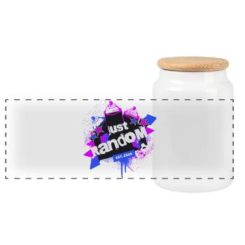 Just Random Sprayer Art - Panoramic Cookie Jar with Wooden Lid - white - Front