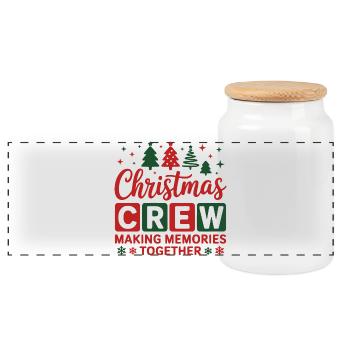 Christmas Crew - Christmas Design for the Family - Panoramic Cookie Jar with Wooden Lid - white - Front
