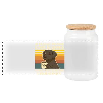 I Like Dogs & Coffee Funny Dog Coffee Animal - Panoramic Cookie Jar with Wooden Lid - white - Front