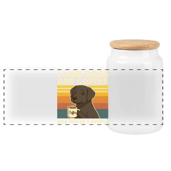 I Like Dogs & Coffee Humor Dog Funny Animal - Panoramic Cookie Jar with Wooden Lid - white - Front