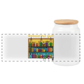 Reboot Barpalette: Bunte Spirituosen - Panorama Keksdose mit Holzdeckel - Weiß - Vorne