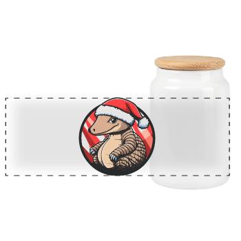 Armadillo avec chapeau de Père Noël - Boîte à biscuits avec couvercle en bois - blanc - Devant