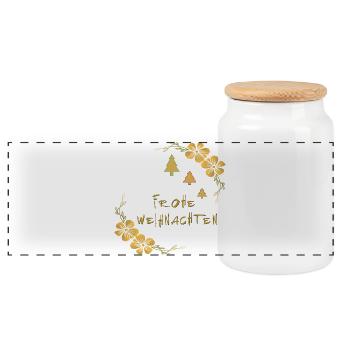 Merry Christmas - Panoramic Cookie Jar with Wooden Lid - white - Front