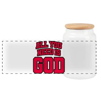 All you need is God - Panoramic Cookie Jar with Wooden Lid - white - Front