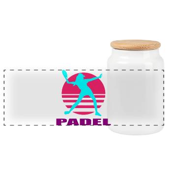 Padel - Boîte à biscuits avec couvercle en bois - blanc - Devant