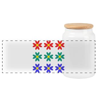 FLOWER. NATURE. ECOLOGY. ANNIVERSARY. FEAST - Panoramic Cookie Jar with Wooden Lid - white - Front