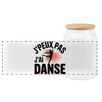 I Can't, I Have Dance - Panoramic Cookie Jar with Wooden Lid - white - Front