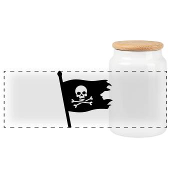 Le Crâne de Pirate Jolly Roger - Boîte à biscuits avec couvercle en bois - blanc - Devant