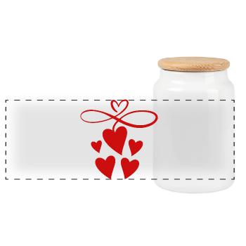 Signe d’infini avec cœur - Boîte à biscuits avec couvercle en bois - blanc - Devant