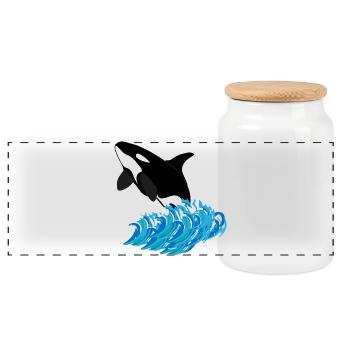 Orca Print - Panoramic Cookie Jar with Wooden Lid - white - Front