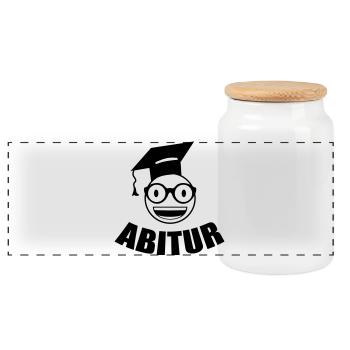 Nerd Student Abitur - Panoramic Cookie Jar with Wooden Lid - white - Front