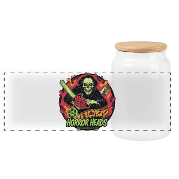 Horror Heads Sensenmann mit Kettensäge - Panorama Keksdose mit Holzdeckel - Weiß - Vorne