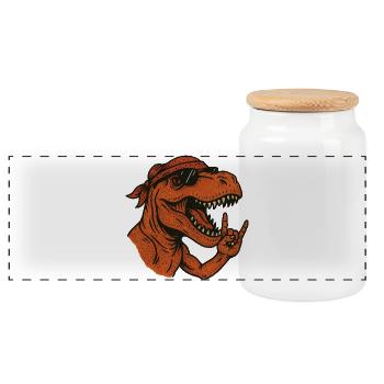 Rex Rocker Dino - Panoramic Cookie Jar with Wooden Lid - white - Front