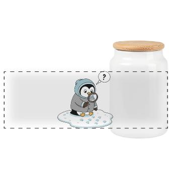 Détective Pingouin mignon Observation de la faune - Boîte à biscuits avec couvercle en bois - blanc - Devant