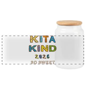 Kita Kind 2026 - Panoramic Cookie Jar with Wooden Lid - white - Front