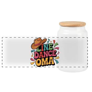 Line Dance Grandma - Panoramic Cookie Jar with Wooden Lid - white - Front