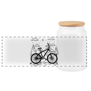 Style de bande dessinée VTT - Boîte à biscuits avec couvercle en bois - blanc - Devant