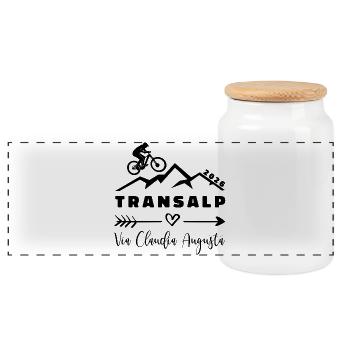 Transalp 2026 - Vélo - Via Claudia Augusta - Boîte à biscuits avec couvercle en bois - blanc - Devant