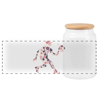 Joueur de padel rétro avec motif de raquettes - Boîte à biscuits avec couvercle en bois - blanc - Devant