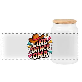Line Dance Grandma - Panoramic Cookie Jar with Wooden Lid - white - Front