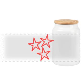 STAR. VALENTINE'S DAY. HEART. I LOVE YOU. I LOVE - Panoramic Cookie Jar with Wooden Lid - white - Front