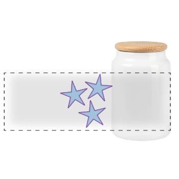 STAR. VALENTINE'S DAY. HEART. I LOVE YOU. I LOVE - Panoramic Cookie Jar with Wooden Lid - white - Front