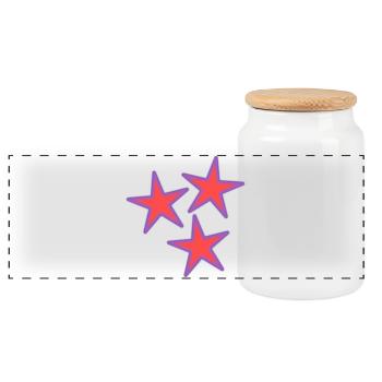 STAR. VALENTINE'S DAY. HEART. I LOVE YOU. I LOVE - Panoramic Cookie Jar with Wooden Lid - white - Front