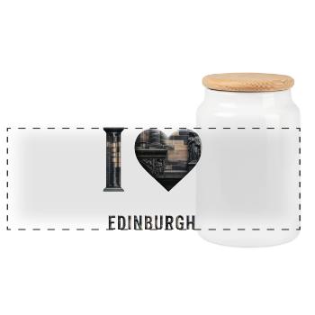 I Love Edinburgh – Stone City Architecture - Panorama Keksdose mit Holzdeckel - Weiß - Vorne