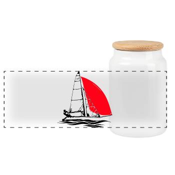29er Jugend Segelboot Segeljolle Regatta segeln - Panorama Keksdose mit Holzdeckel - Weiß - Vorne
