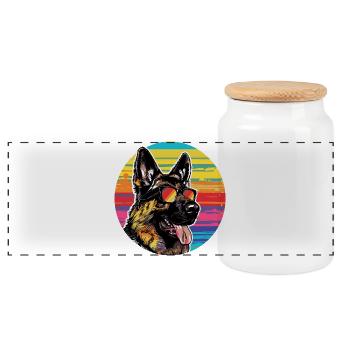 Lunettes de soleil pour chiens - Boîte à biscuits avec couvercle en bois - blanc - Devant