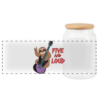 Five And Loud Faultier Rocker - Panorama Keksdose mit Holzdeckel - Weiß - Vorne