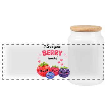 Love you Berry much! Süsse Beerenfreunde Kinder - Panorama Keksdose mit Holzdeckel - Weiß - Vorne