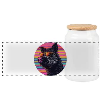 Lunettes de soleil en sanglier sauvage en rayures fluo - Boîte à biscuits avec couvercle en bois - blanc - Devant