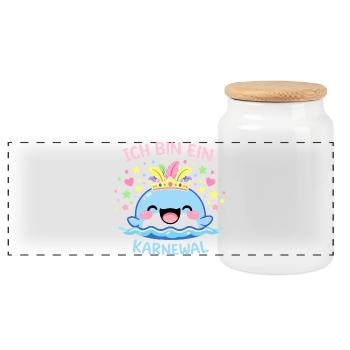 I'm a Karnewal Carnival Carnival Gift - Panoramic Cookie Jar with Wooden Lid - white - Front