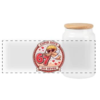 Cupid Tage 67 Liebe Lustig Geschenk Valentinstag - Panorama Keksdose mit Holzdeckel - Weiß - Vorne