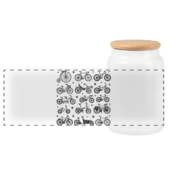 Bicycle tattoo design in the 90s style trend - Panoramic Cookie Jar with Wooden Lid - white - Front