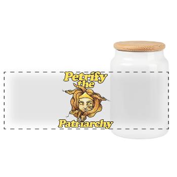 Petrify the Patriarchy - Panoramic Cookie Jar with Wooden Lid - white - Front