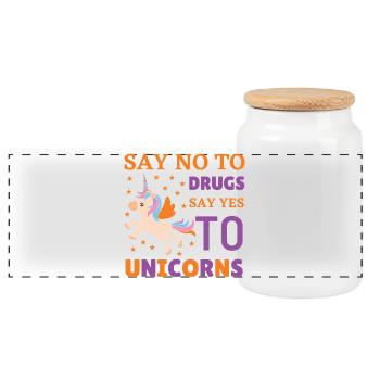 No drugs yes to unicorns - Panorama Keksdose mit Holzdeckel - Weiß - Vorne