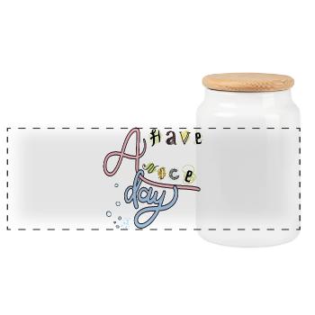 Have a nice Day - Panoramic Cookie Jar with Wooden Lid - white - Front
