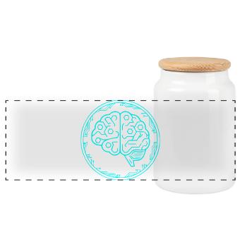 Cyber Brain AI Tech Circuit Vector - Panoramic Cookie Jar with Wooden Lid - white - Front