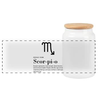 Scorpio - Zodiac Sign  - Panorama Keksdose mit Holzdeckel - Weiß - Vorne