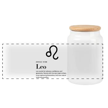 Leo - Zodiac Sign - Panorama Keksdose mit Holzdeckel - Weiß - Vorne
