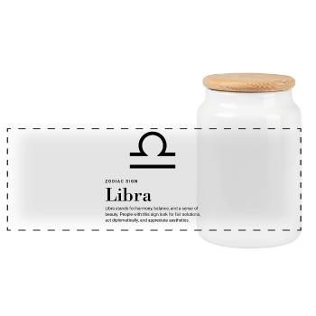 Libra - Zodiac sign - Panorama Keksdose mit Holzdeckel - Weiß - Vorne
