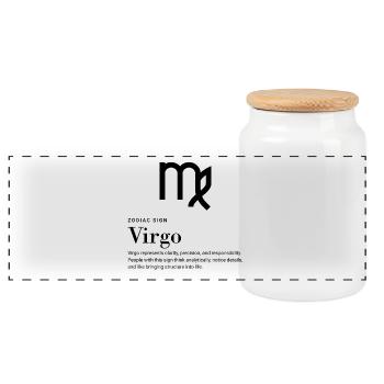 Virgo - Zodiac sign - Panoramic Cookie Jar with Wooden Lid - white - Front